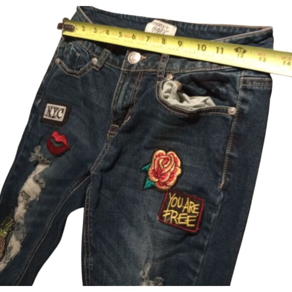 Harmony & Havoc Juniors Size 5 Straight Leg Destressed Blue Jeans - Picture 6 of 9